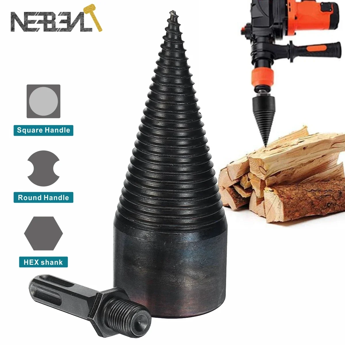 

Heavy-Duty Wood Splitting Cone Drill Bit, 32mm/42mm Reamer for Firewood – Log Splitter Attachment for Drilling Tools