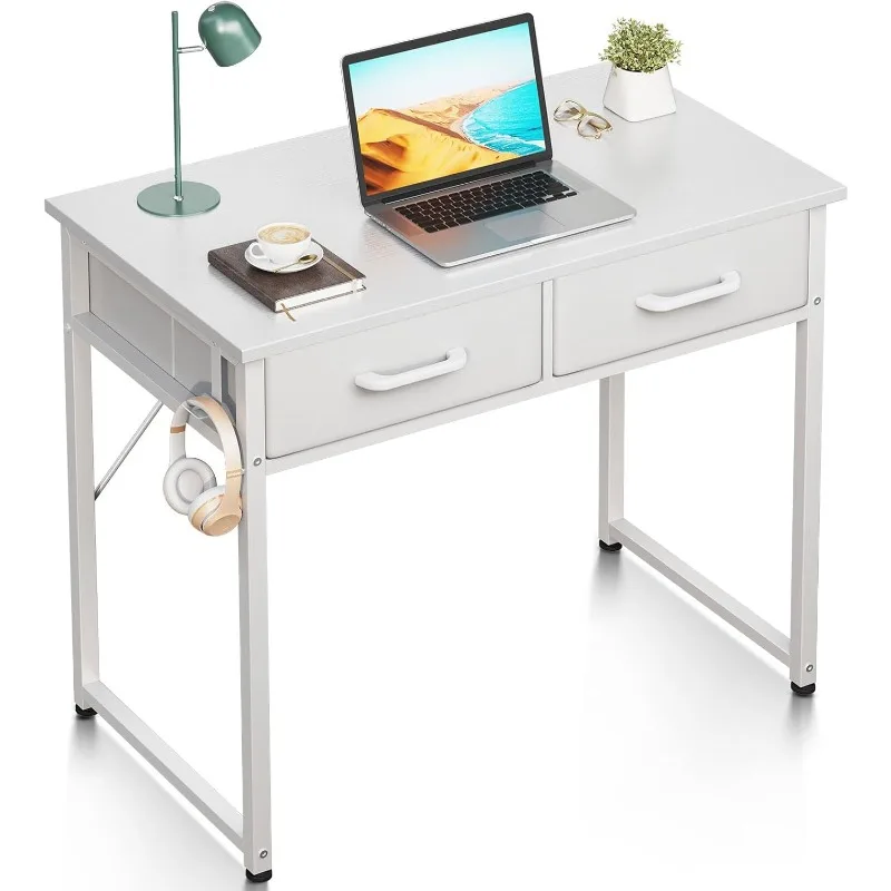 

ODK 32 Inch Small Desk with Fabric Drawers, Home Office Computer Desk, Modern Work Writing Study Table