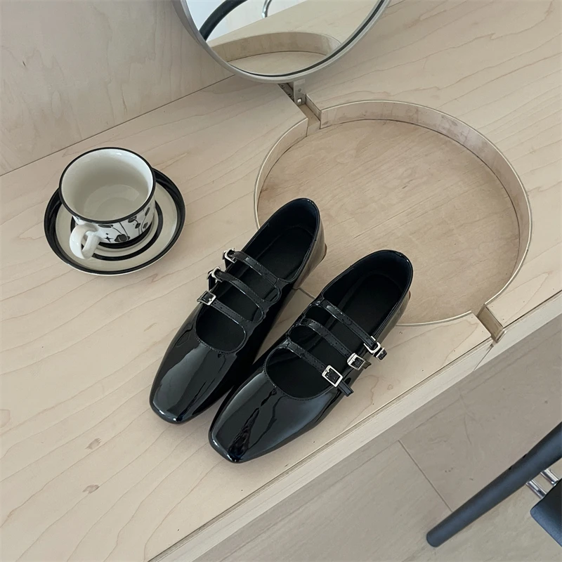 2024 Spring Summer Retro Single Shoes Shallow Women Shoes Comfortable Flat Bottom Shoes Norrow Brand Mary Jane Zapatos De Mujer