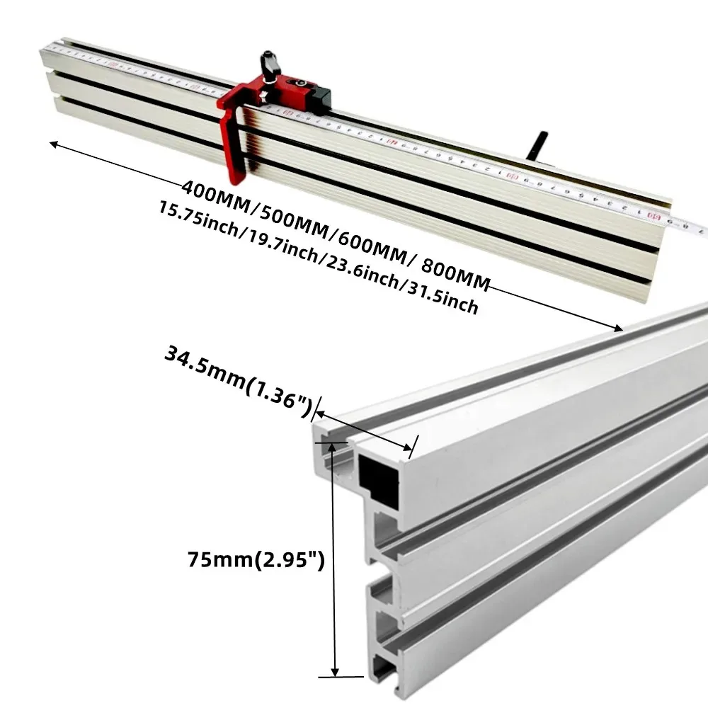 Aluminium Profile Fence T-track 75 Type Router Table Fence For Table Saw Woodworking Workbench Multi-track DIY Miter Track Tools