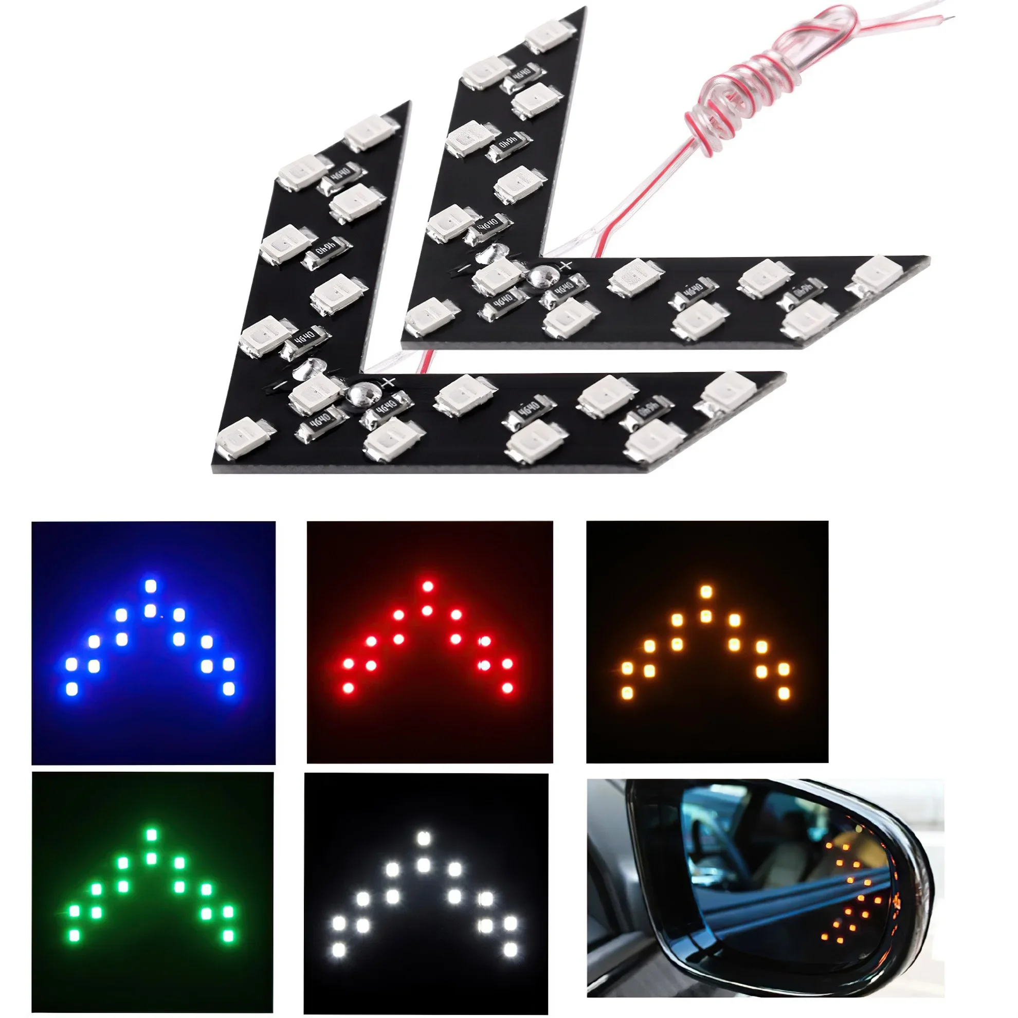 2Pcs Car Rear View LED Mirror Arrow 12V 14SMD Panel Light Car Rear View Mirror Indicator Turn Signal Lamp Auto Accessories