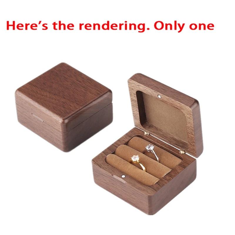 Black Walnut Wooden Storage Box Portable Storage Box Solid Wood Square Ring Box Marriage Proposal Portable Storage Box