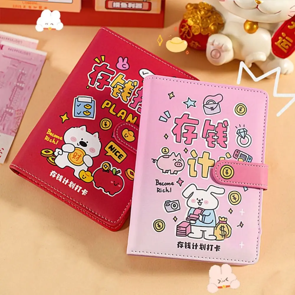 Wallet Storage Saving Money Binder PU Leather Handbook Planner Organizer Cash Envelopes 50Sheets Account Book Unisex