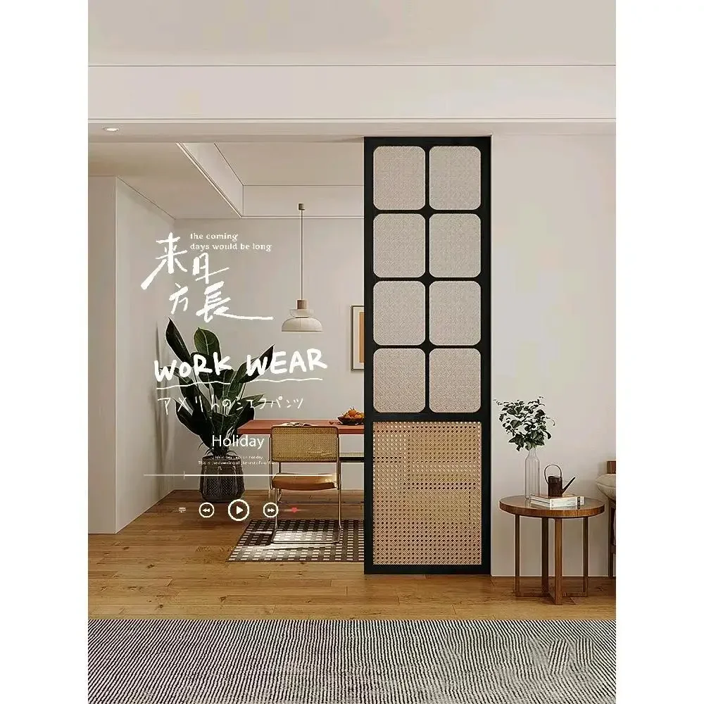 Retro style solid wood palace grid begonia flower glass partition medieval style entrance entrance living room rattan
