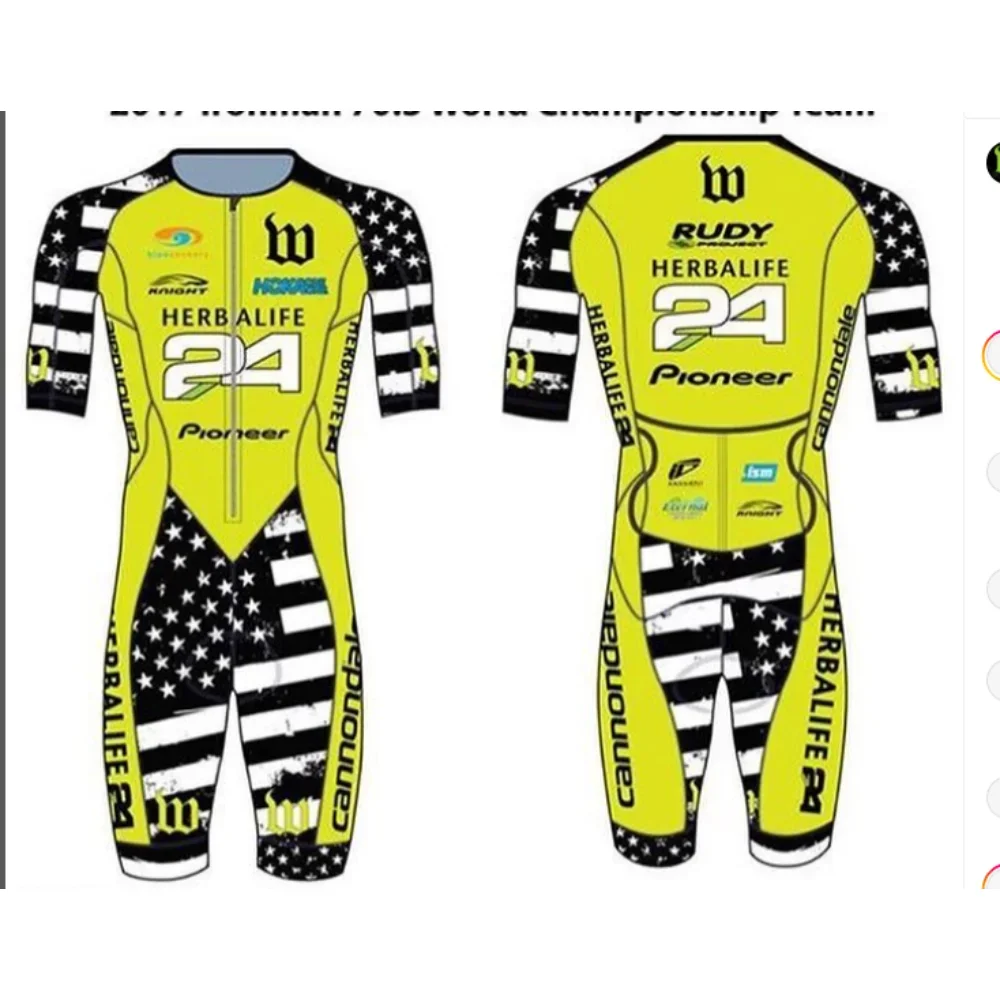 Wattie Ink Triathlon Sweatshirt Short sleeve Cycling Suit Men Cycling Jumpsuit Mountain Suit Road Speed Suit One-piece Swimsuit view 2