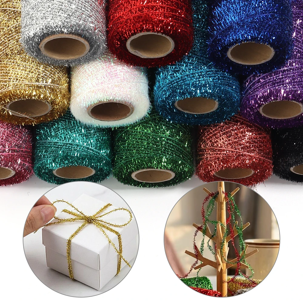 200 Yards Bunter Glitzer-Glassilkerfaden, Handgemachtes DIY-Seil, Weihnachtsdekoration, Geschenkverpackungsband, Gewebtes Seil-Zubehör – Detail 2