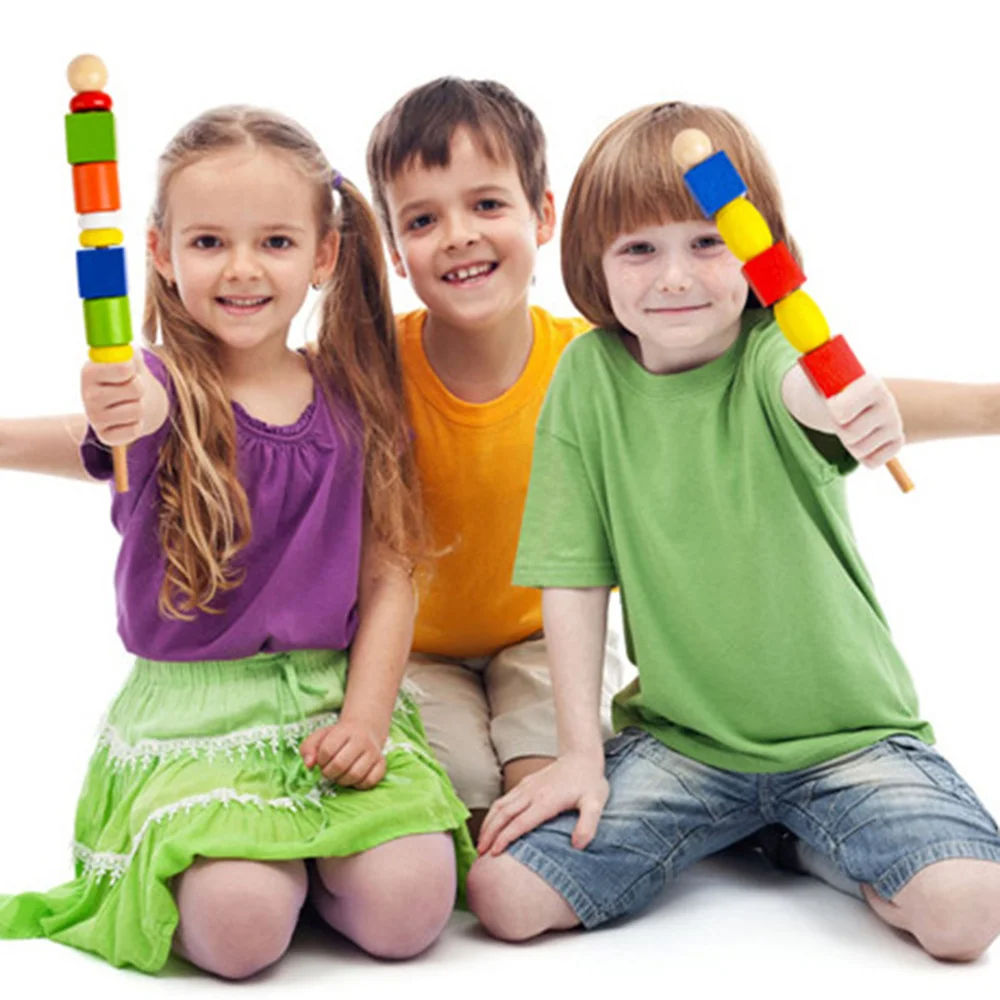 Kinder Puzzle Perlen Box Stick Threading Spiel Hand-Auge-Koordination Spielzeug