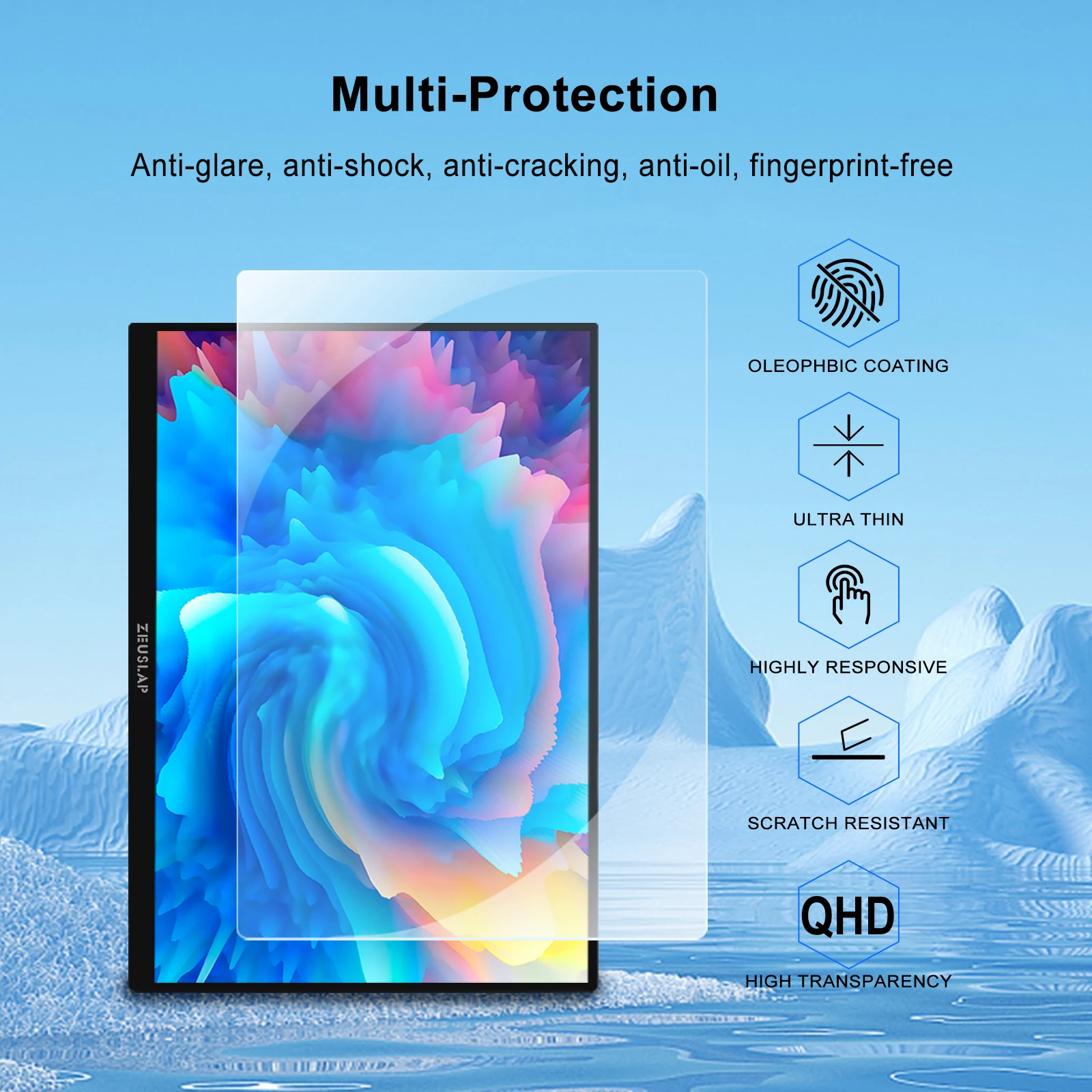 ZEUSLAP 16inch Matte Tempered Glass Screen Film for P16KT/Z16 Max Pro/Z16TV/Z16 Lite Pro Monitor Film Protector