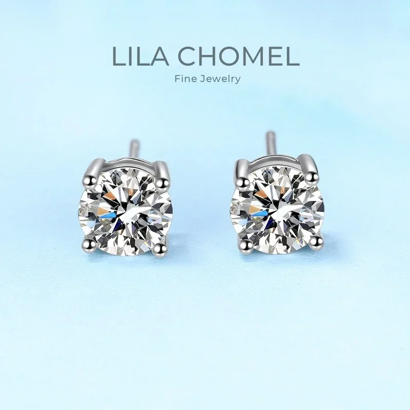 

WOMEN Engagement White Gold 18K Earplug Wedding Stud Earrings 0.6/1/2CT Moissanite Diamond Girlfriend Birthday Gift Fine Jewelry