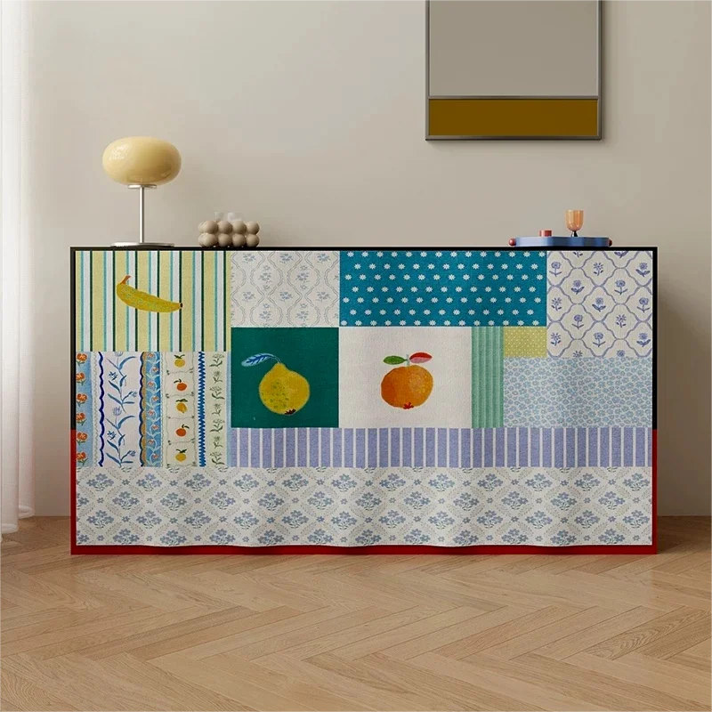VIKAMA Shoe Cabinet Cover, Curtains, Hand-Painted Fruit Pattern, Cabinet Skirt, Non Perforated Self-Adhesive Kitchen, Dust-Proof