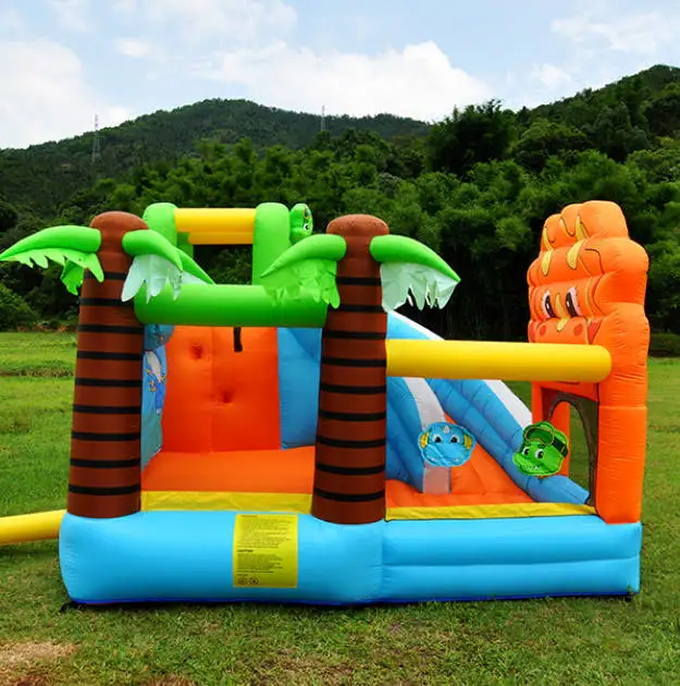 عامل أمان عالي شعار مخصص تحت عنوان الأسد الغابة شريحة قلعة قابلة للنفخ ومجموعة ترامبولين شعار قابل للنفخ #4