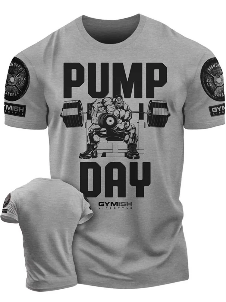 New Summer “Adrenaline Power” Fitness Training Men's Breathable Crew-Neck T-Shirt—High-Quality Letter Print Casual Top
