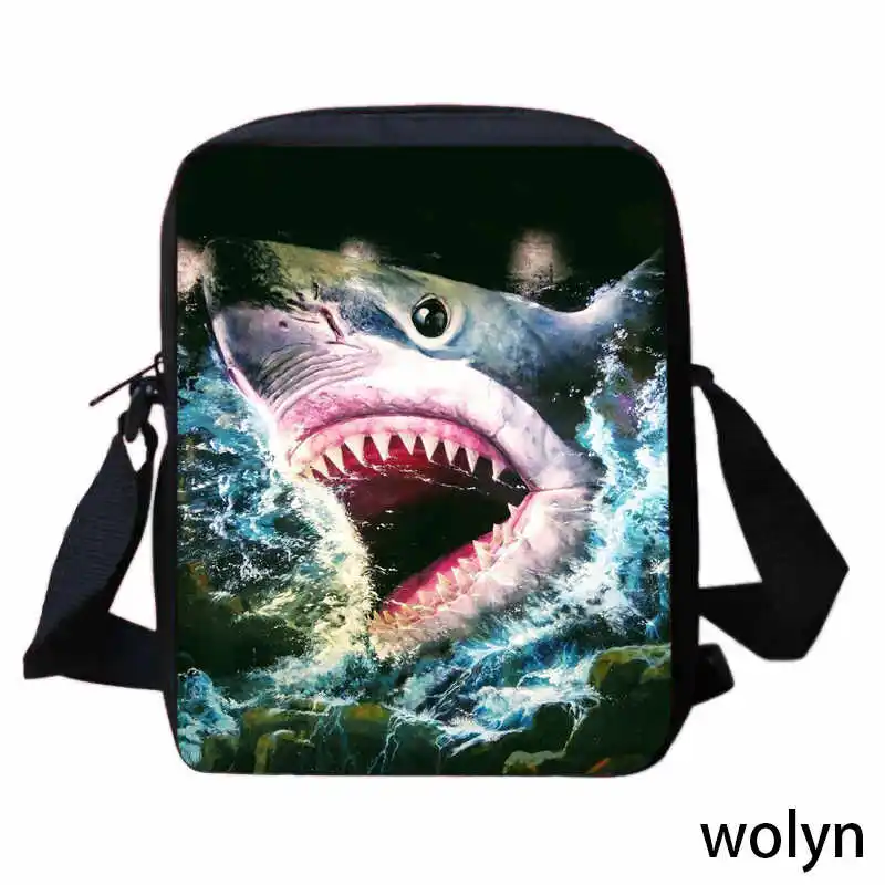 3D Shark Prints Shoulder Bag for Child Light Weight Crossbody Bags for Boys Girls ,Animal Prints School Bags Best Gift for Kid