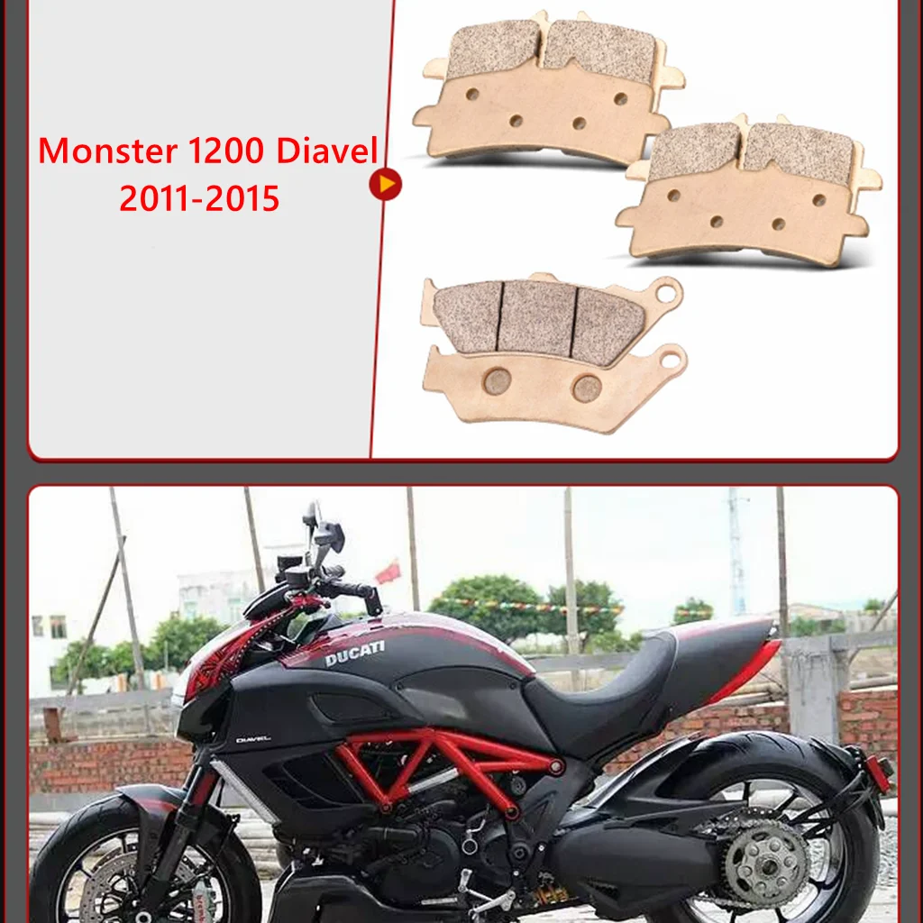 Motorcycle Metal Sintered Front Rear Brake Pads For Ducati Monster 1200 Diavel 2011 2012 2013 2014 2015