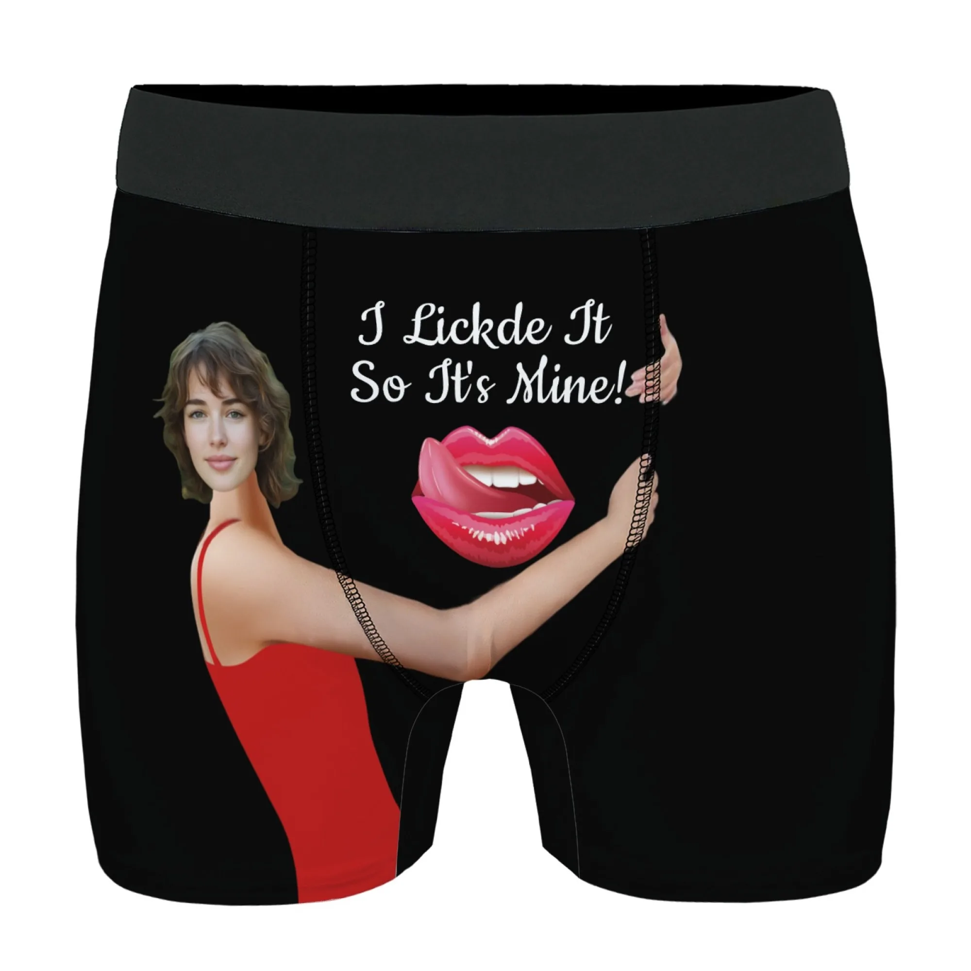 هدية مثيرة مخصصة الوجه الرجال الملاكم ملخصات فستان أحمر الوردي اللسان النص طباعة رومانسية الحلو عيد الحب هدية للذكرى السنوية #2