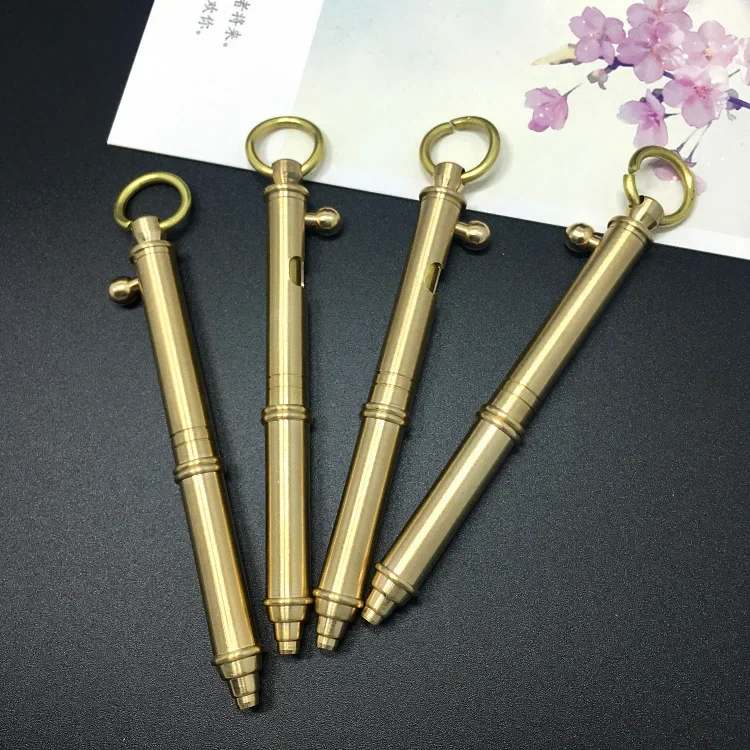 2019 New Arrival 2PCS/set Pure Handmade Ballpoint Pen Mini Brass Machine Gun Pen Bolt Novelty Pens For Writing Stationery