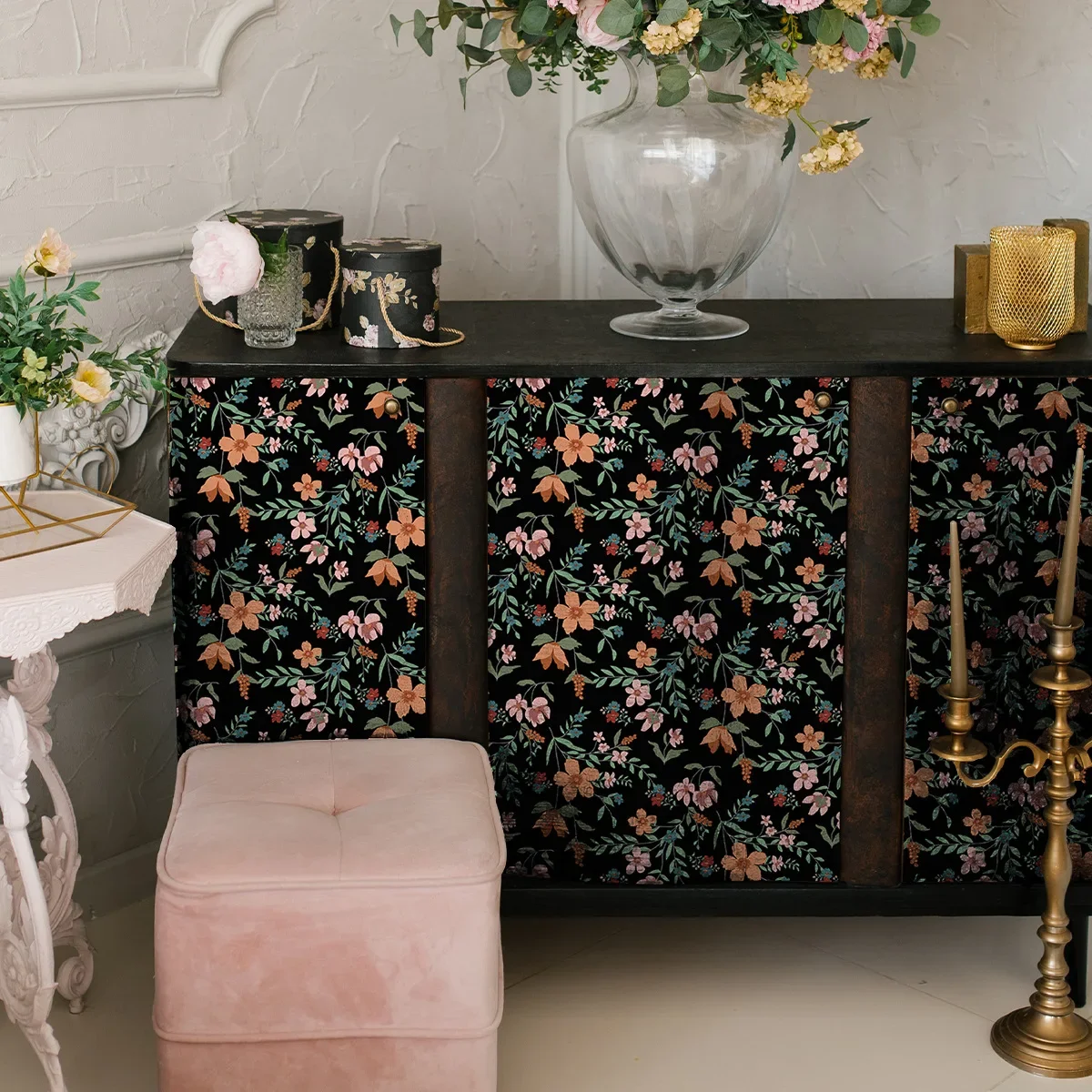 

Black Background Color Printing Wallpaper Bedroom Background Wall Home Decoration Sticker Self-adhesive