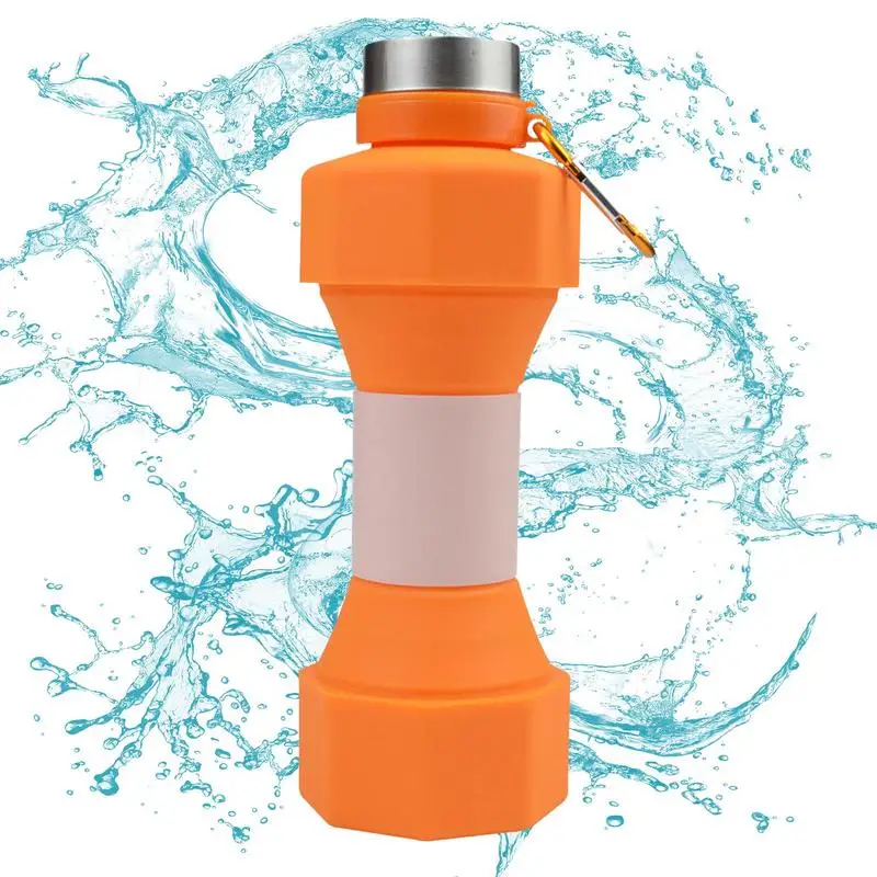 Silicone Dumbbell Shaped Kettle Multifunctional Gym Sports Outdoor Fitness Cycling Camping Cold Water Bottle Cup 650ml