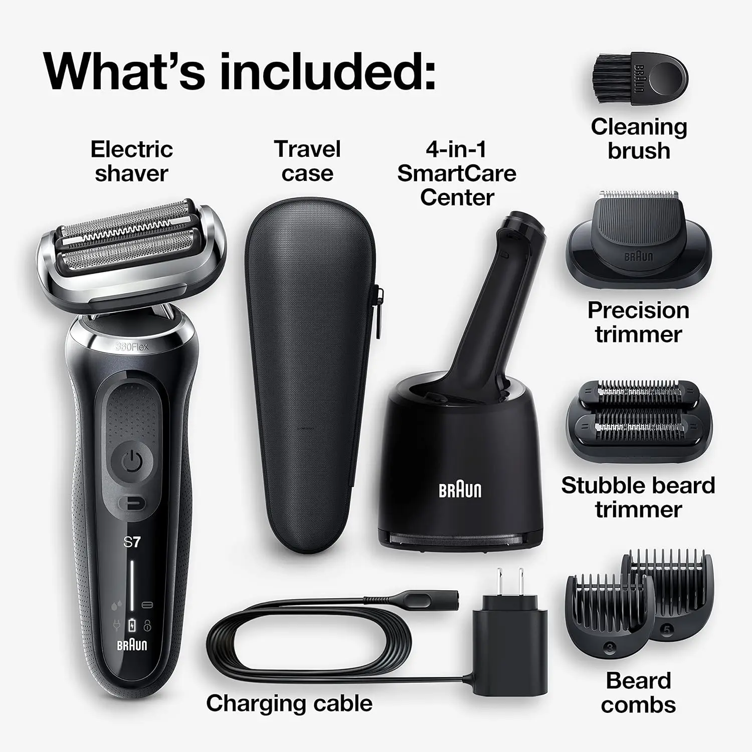 Series 7 7085cc Flex Rechargeable Wet & Dry Men's Electric Shaver with Clean & Charge Station, Stubble & Beard Trimmer