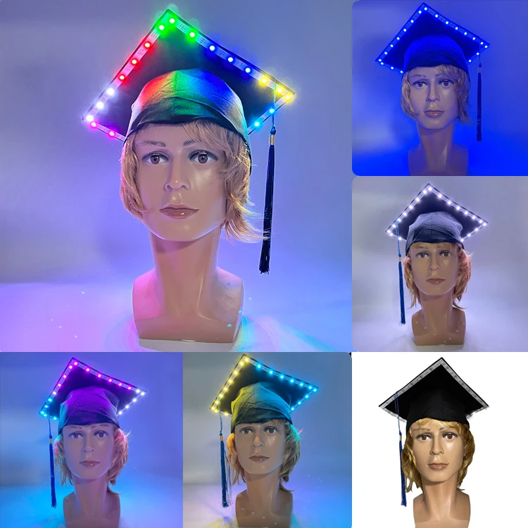 luminous Graduation Cap with Tassel LED light up Graduation Hat for High School College Master Graduation Ceremony