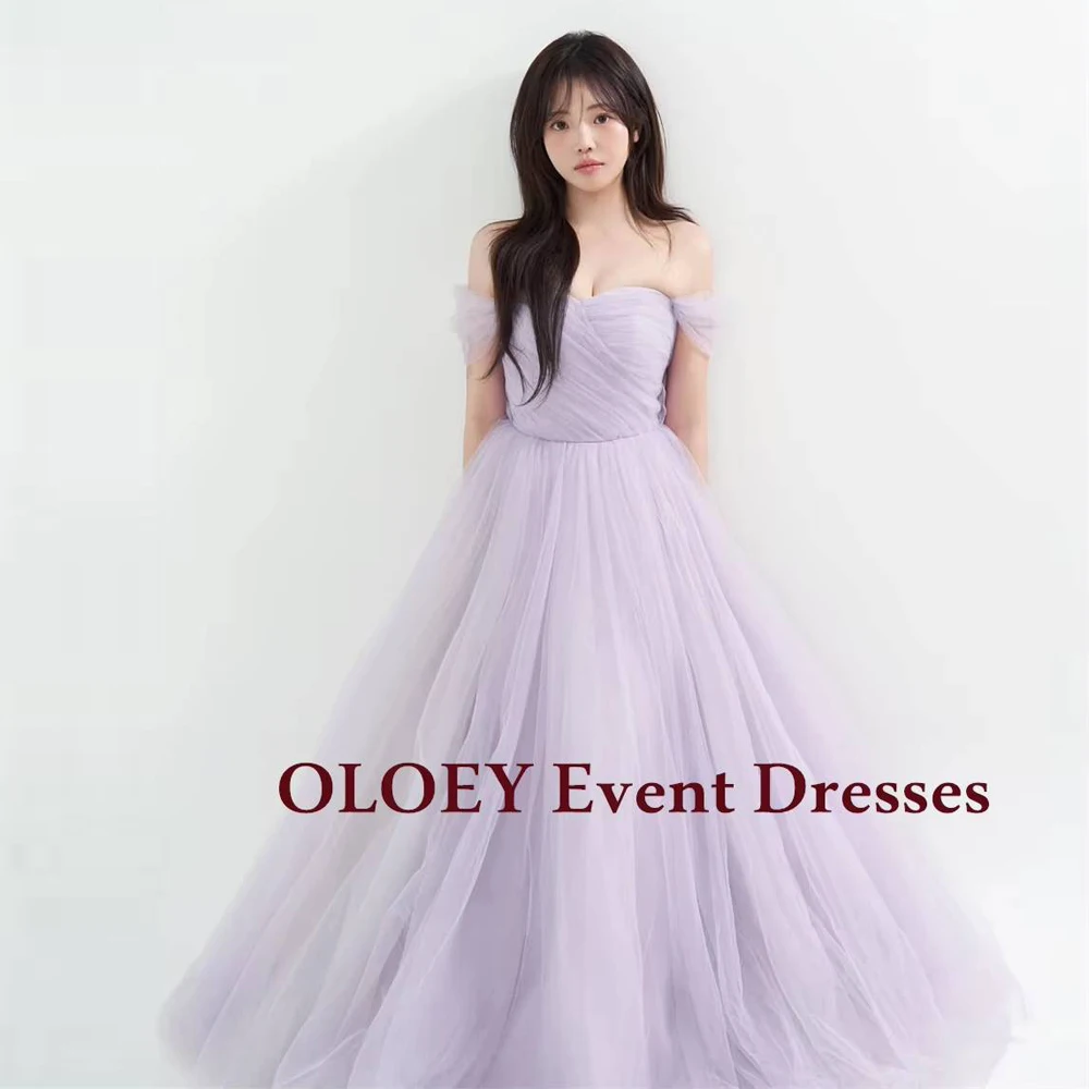 

OLOEY Fairy Lavender Prom Dress Korea Photo Shoot Sweetheart Neck A Line Wedding Party Gown Floor Length Corset Tulle Customized