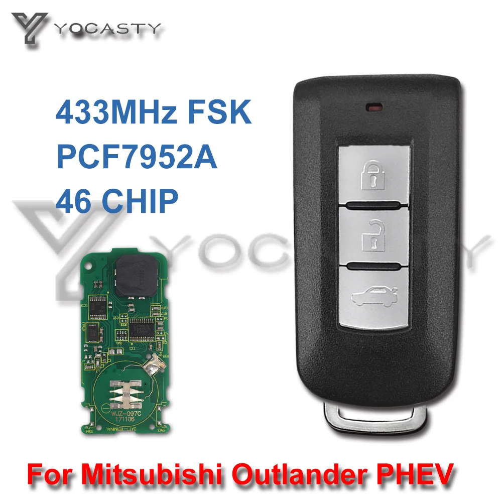 

YOCASTY G8D-644M-KEY 3 Buttons Remote Key Smart Card PCF7952A Chip 433MHz FSK For Mitsubishi ASX Lancer Outlander