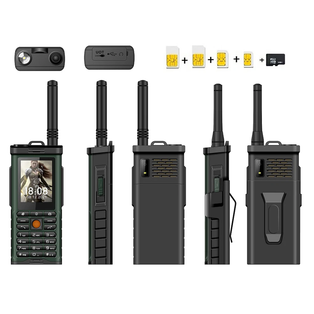 Robusto telefono cellulare esterno Antenna in standby lungo di grande potenza Buon segnale Quattro schede SIM Altoparlante scatola 3D Ebook -Verde