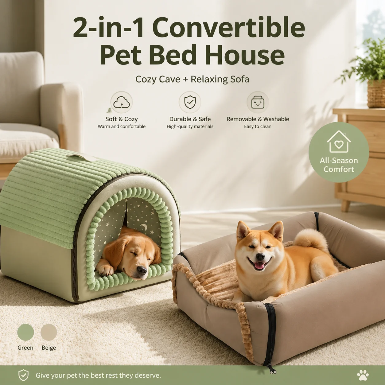 Insulated Portable Pet Bed for Dogs and Cats – Washable Winter Shelter with Thickened Walls, Ideal for Medium to Large Breeds - view 2