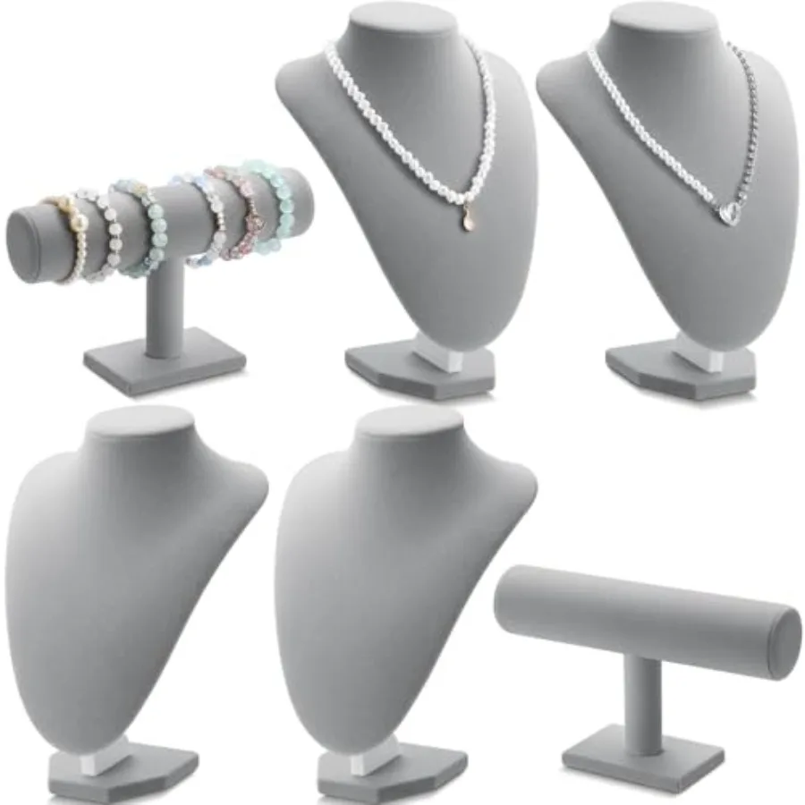 

Набор для демонстрации ювелирных изделий, подставка для ожерелья, держатель для браслета, бюст для ювелирных изделий для домашнего магазина, торгового шоу, серый цвет