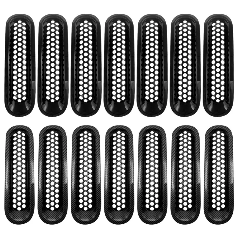 Automobile Modification Inserts ABS Front Grill Mesh Racing Grille Kit for Jeep Wrangler JK 2007-2017 Undamaged Installation