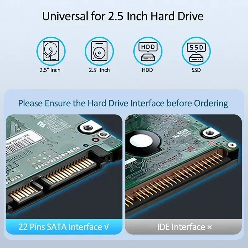 Câble adaptateur de disque dur USB 3.0 Type-C vers SATA SSD, 5Gbps, transmission de données à grande vitesse, 22 broches, convertisseur HUB USB pour disque dur de 2.5 pouces