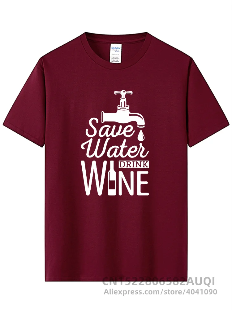 Save Water Drink Wine Printed T Shirt Men Casual Short Sleeve T-shirts Summer New Style Hipster Funny Cotton Tops Tees