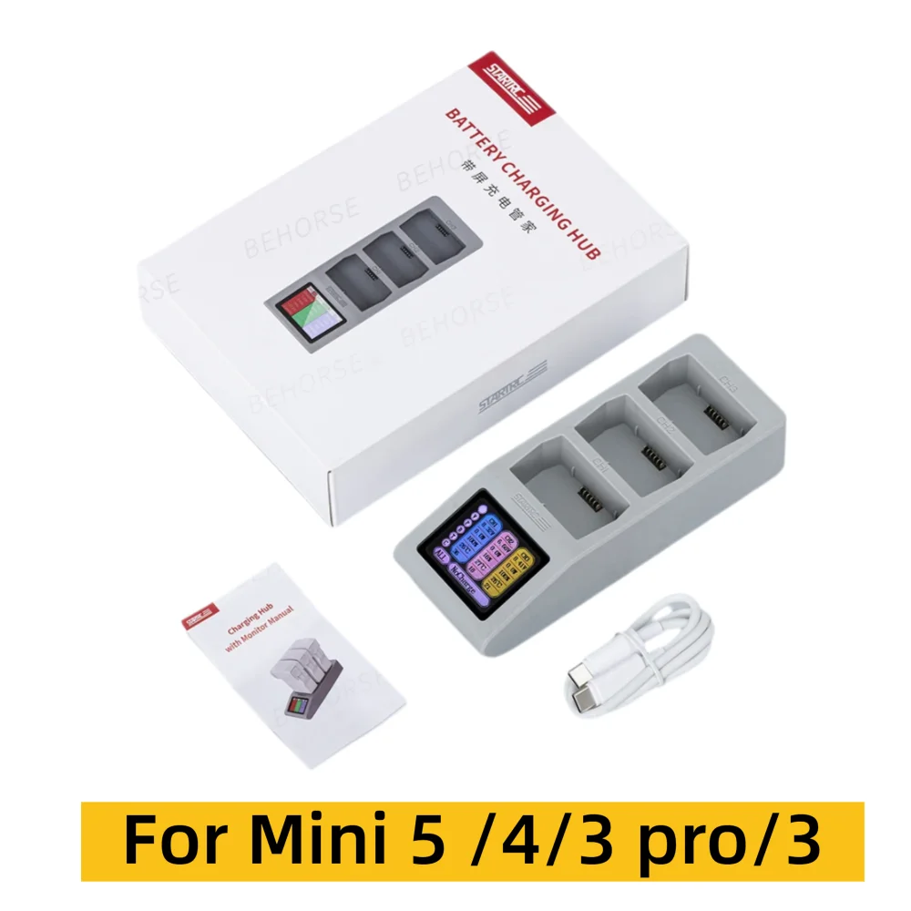 

Battery Charger Flight Battery For Mini 5 Pro Digital Display Charger Fast Charging Hub For DJI Mini 4/3 Pro/3 Drone Accessories
