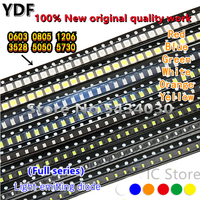 (100pcs) 0603 0805 1206 3528 5050 5730 SMD Red Yellow Green White Blue Orange LED light emitting diode