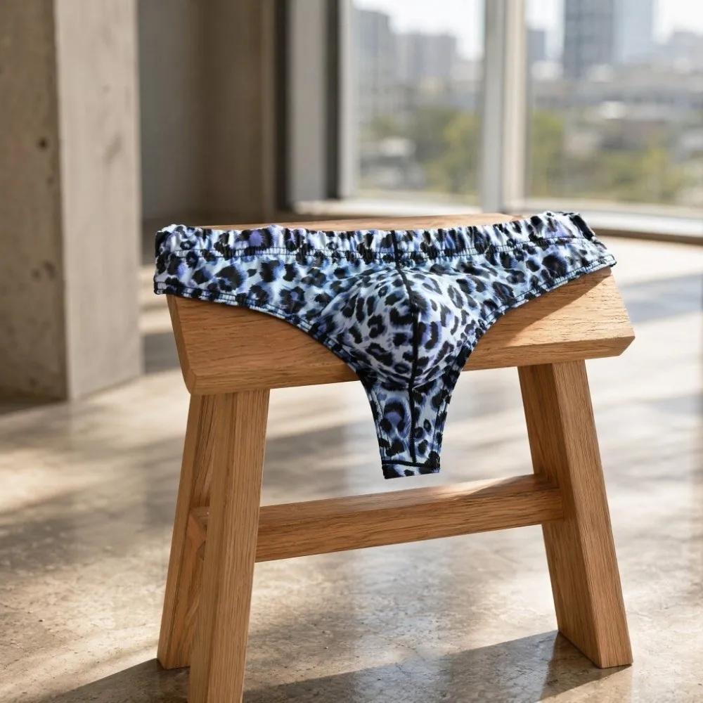 Underwear for Men Lingerie Men Leopard Print Thongs Underpants T-back Men's Panties Thin Low Waist Male Briefs Men