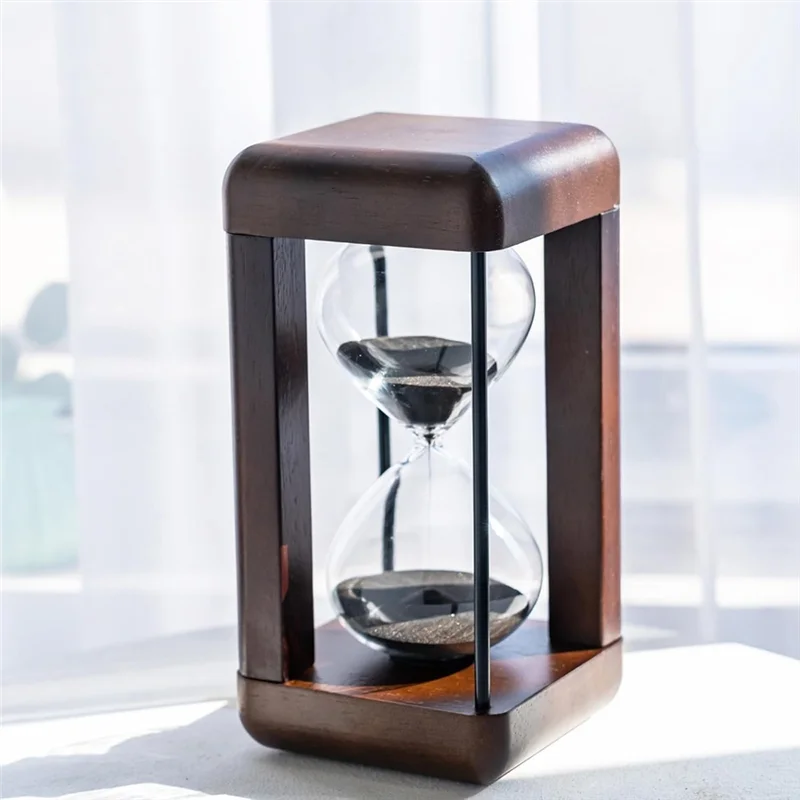 

HGHO Large Premium Walnut Hourglass,60 Minutes Sand Timers,Hour Glass With Sand Timer For Gift,Hourglass Decor For Desk