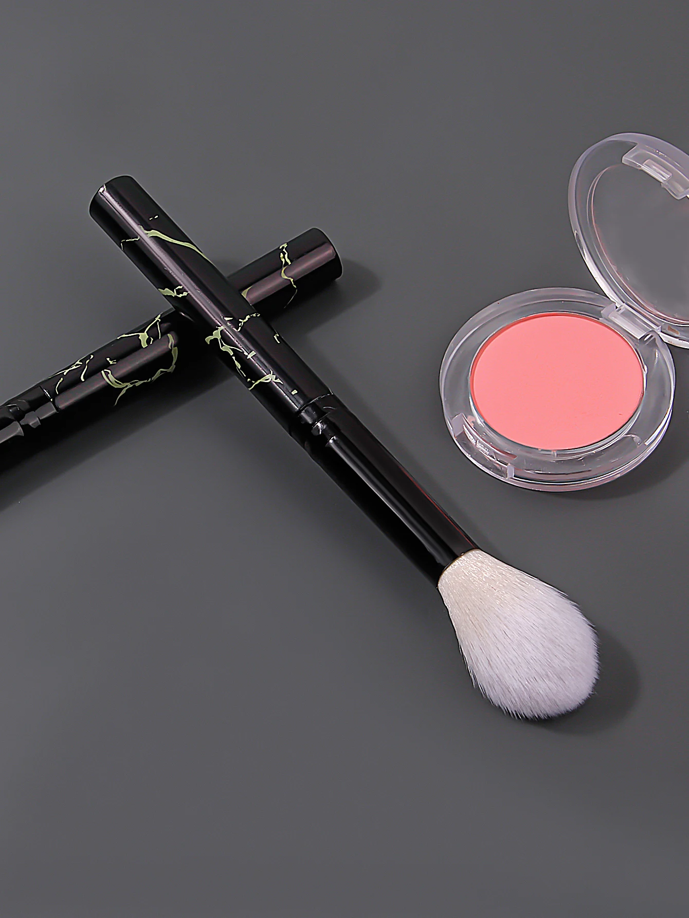 1 pieza de pincel de alto brillo con estampado de mármol, pincel para colorete, pincel para iluminar el rostro, brocha de maquillaje y herramientas de belleza