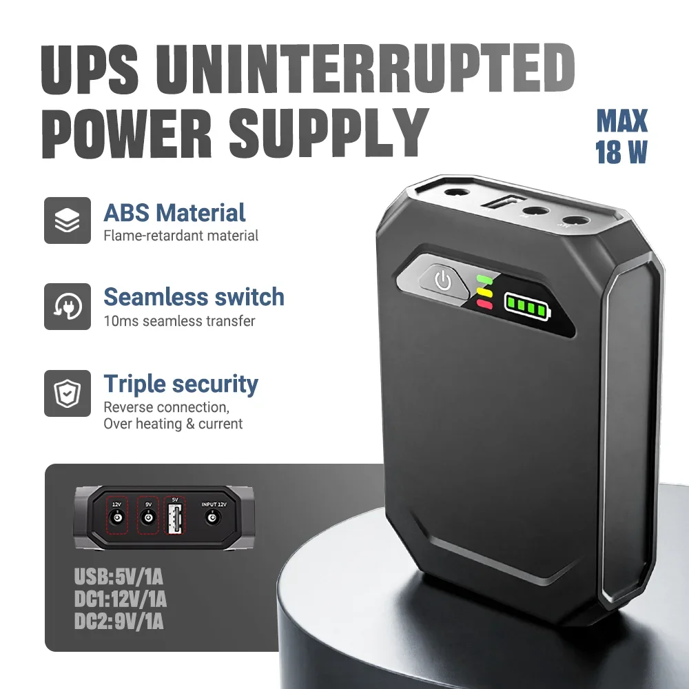 Mini DC UPS Max18W Uninterruptible Power Supply 5V 9V 12V T400-3 EU Plug For Router Modem Cellphone Tablet CCTV Camera