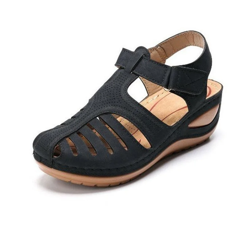 New Summer Women Wedge Sandals Premium Orthopedic Open Toe Sandals Vintage Anti-slip Leather Casual Female Platform Retro Shoes