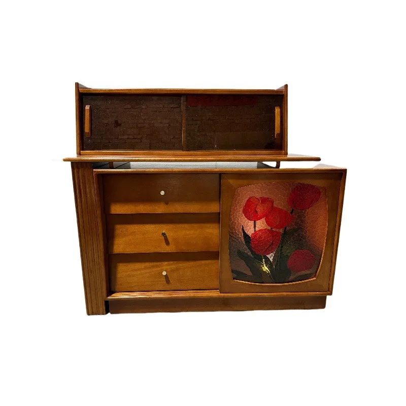

French retro solid wood dresser chest integrated small apartment bedroom 2026 new light luxury medieval makeup table