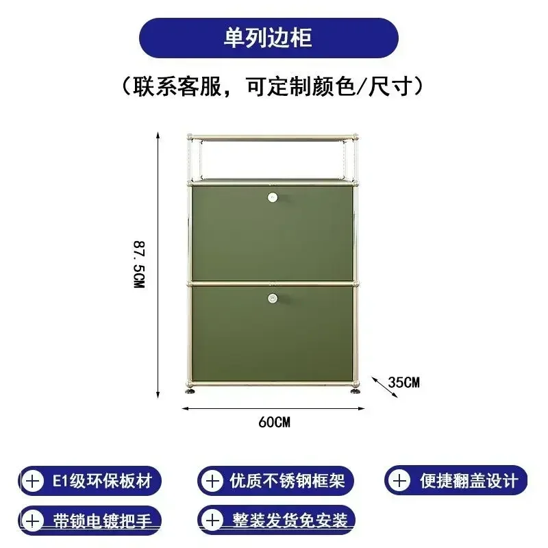 Woonkamer dressoir opbergkasten modulaire combinatie metalen frame voor kantoorladen grote opbergruimte aanpasbaar olijfgroen - afbeelding 1