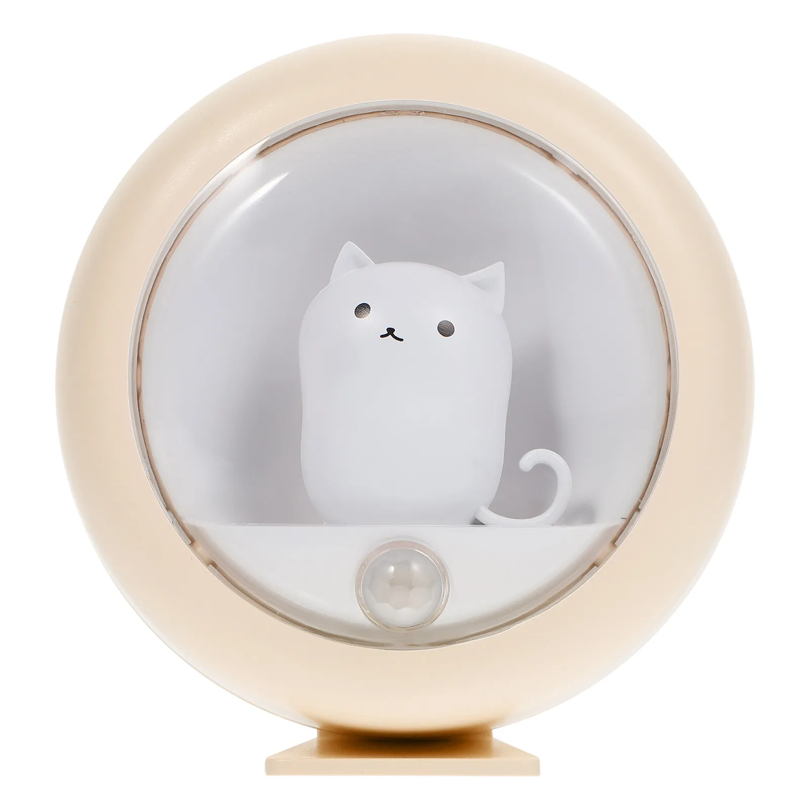 Compact Motion Sensor Night Light Cat Lamp for Kitchen Hallway Closet Stairs Baby Room Indoor Induction Light Soft Flicker Free