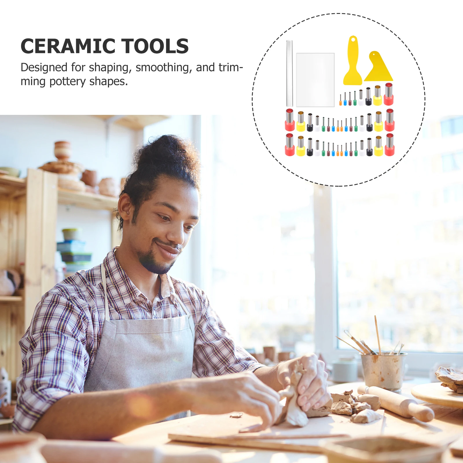 

1 Set Polymer Clay Tool Set Circle Ring Cutter Backing Board Roller Clay Sculpting Tools For Pottery Making Craft Durable