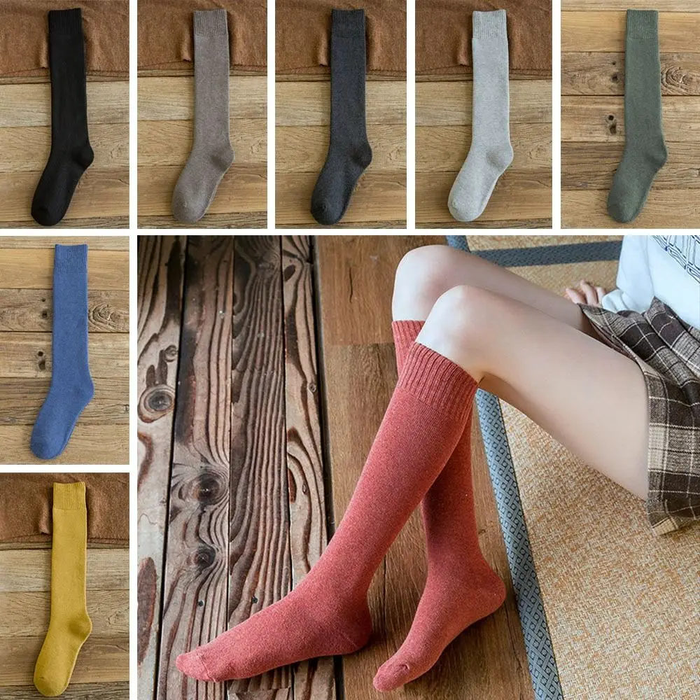 Cotton Winter Compression Stocking Knee High Thicken Warm Long Leg Terry Socks Breathable Solid Color Thermal Calf Socks