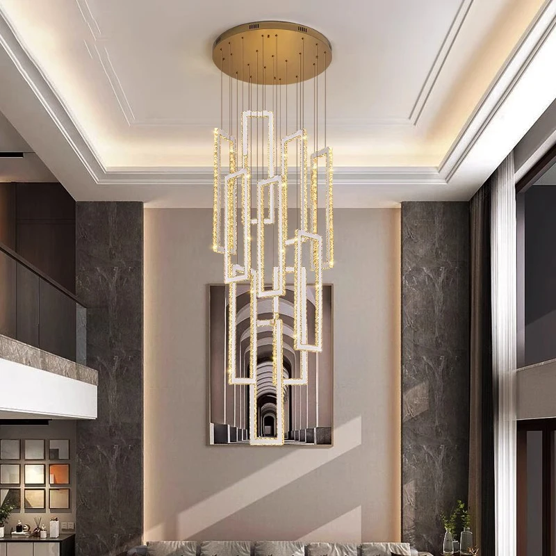 

Modern Home Decoration Crystal Chandelier Stair Pendant Lamp Living Room Pendant Lights Interior Lighting