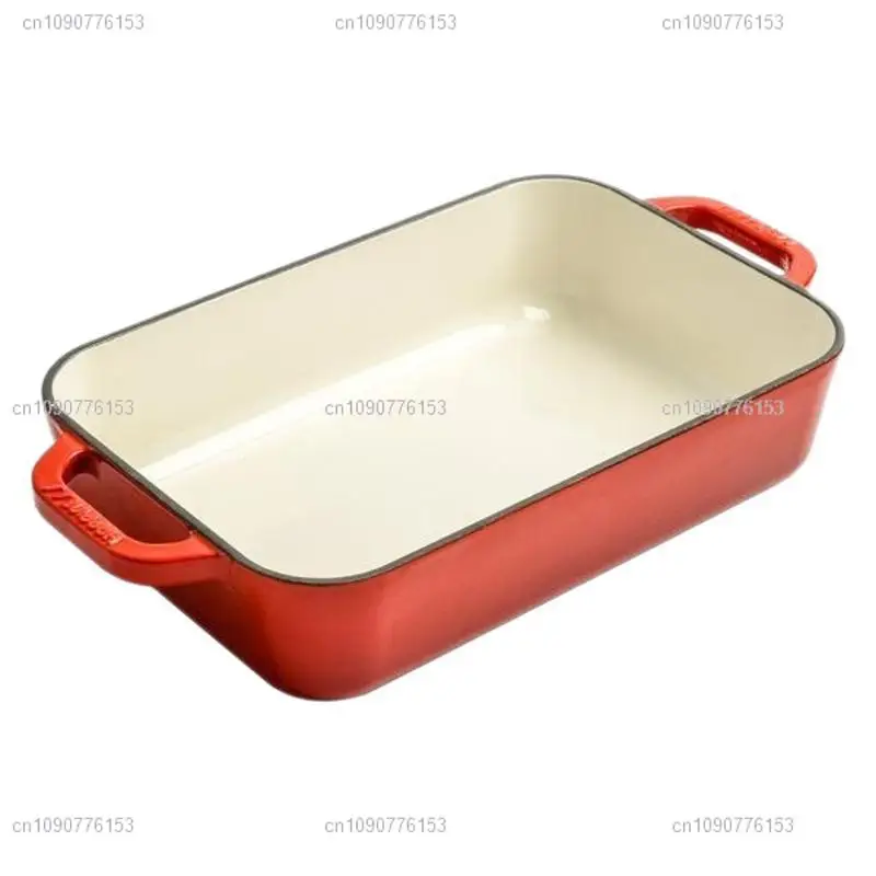 Sartén de hierro fundido esmaltado, para arroz al horno, para alimentos occidentales horneados, carne a la parrilla, pescado a la parrilla, filetes, frituras