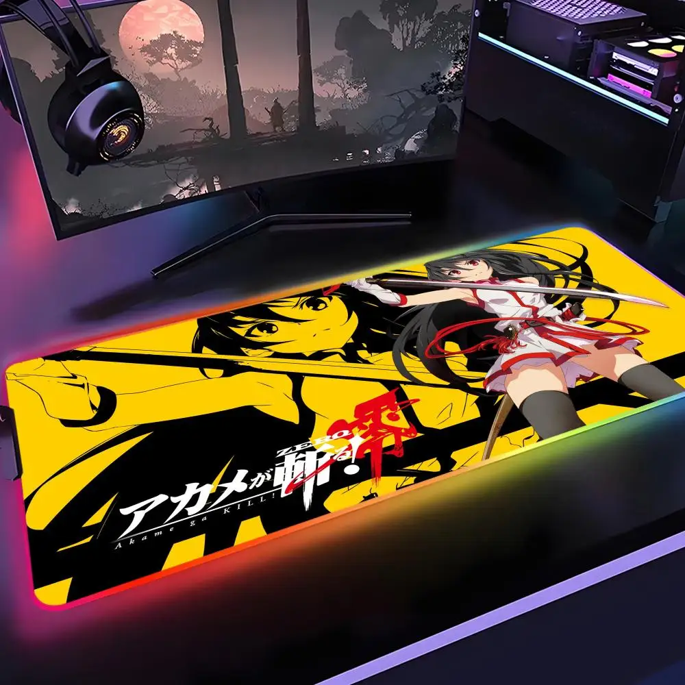 

Akame Ga Kill Mouse Pad Gamer Rgb Desk Mat Back Light Led Mousepad Setup Gaming Accessories Deskmat Big Mousepepad Backlight