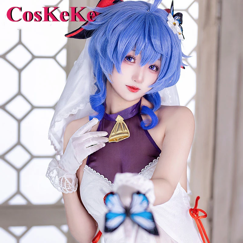 CosKeKe Ganyu Cosplay Anime Spiel Genshin Impact Kostüm Wunderschönes süßes Hochzeitskleid Komplettset Frauen Party Rollenspiel Kleidung Neu