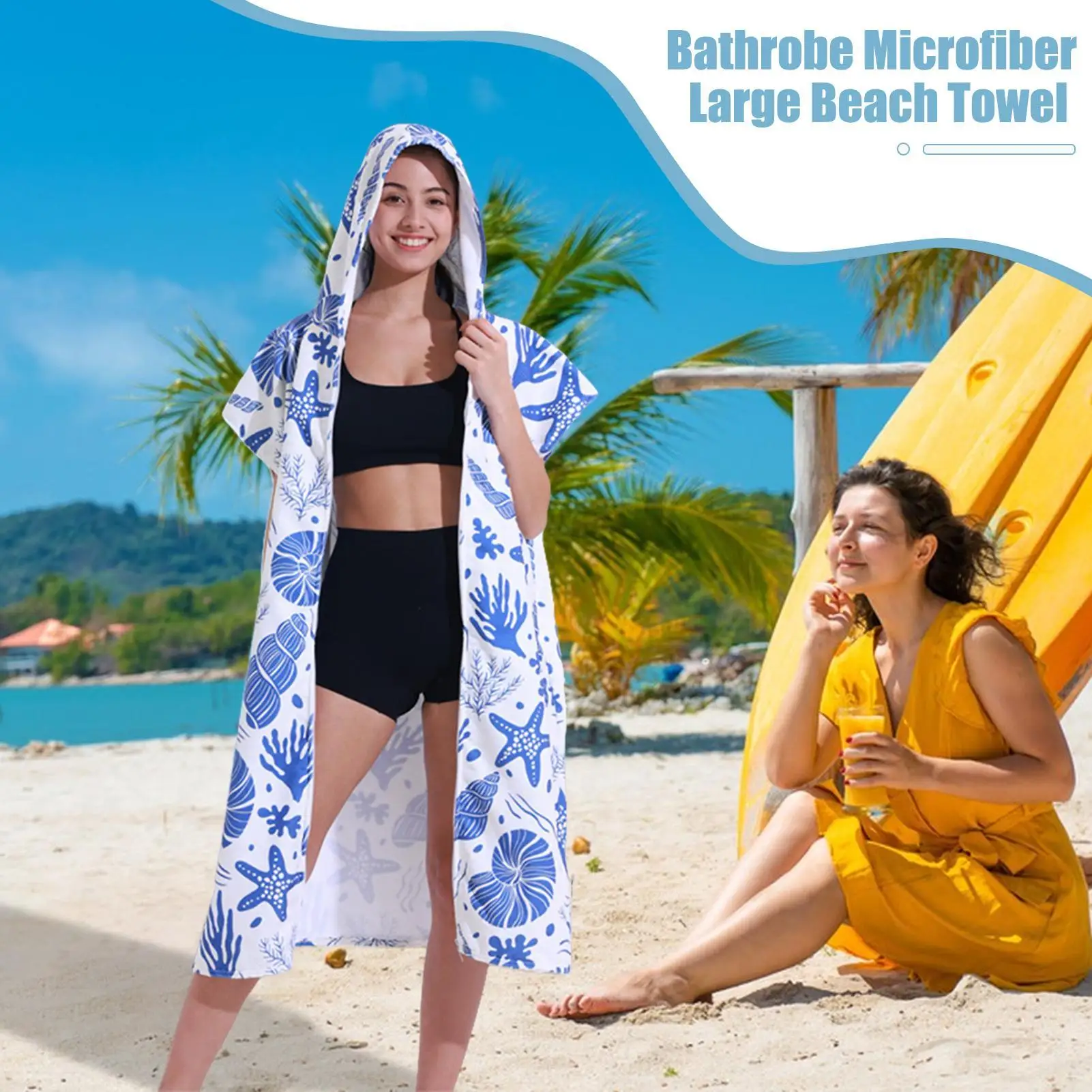 Fotografia 4: Toalha de microfibra de secagem rápida absorvente com capuz toalha de viagem esportes toalha de praia à prova de areia toalha de luz macia para nadar yoga ginásio
