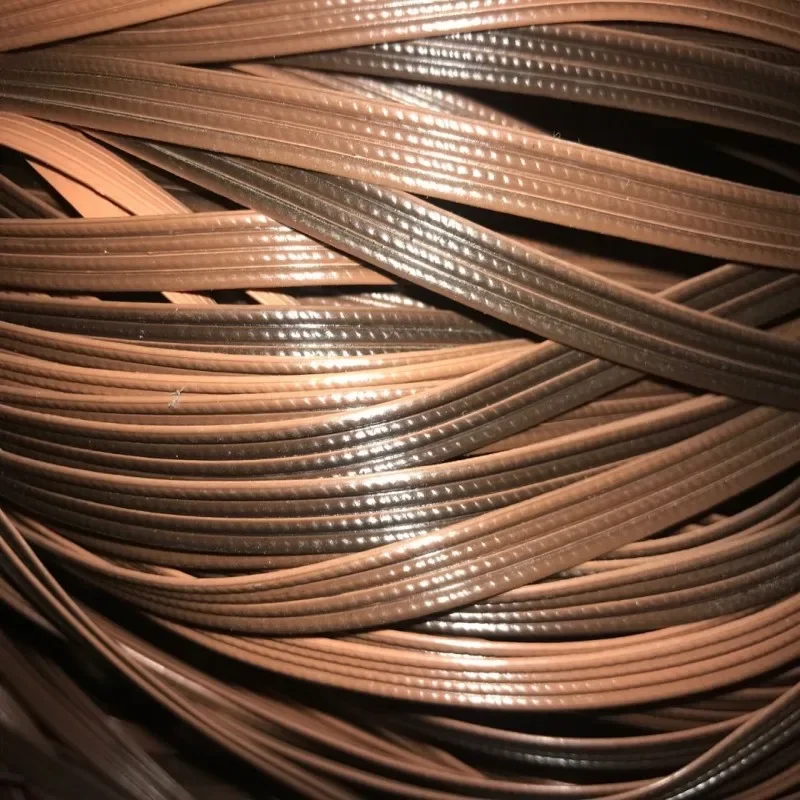 500G 8MM Wide Coffee Gradient Handmade Flat Synthetic Rattan Weaving Material Plastic Knit Repair Chair Table PE Rattan Supplies